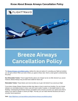 Know About Breeze Airways Cancellation Policy