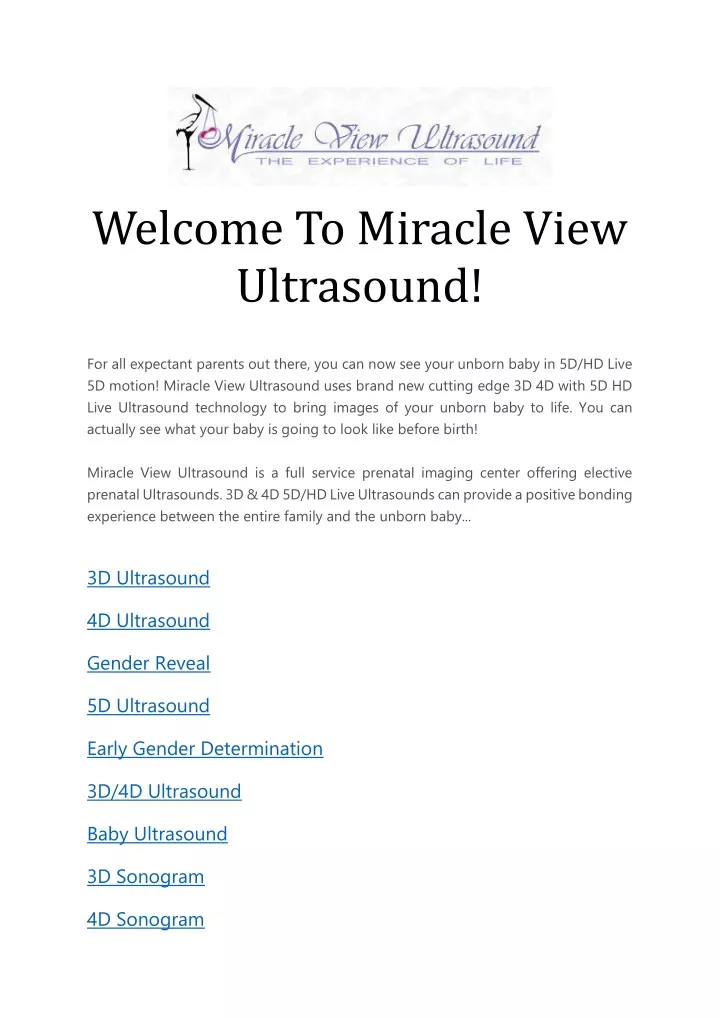 welcome to miracle view ultrasound