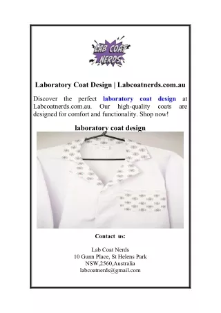 Laboratory Coat Design | Labcoatnerds.com.au