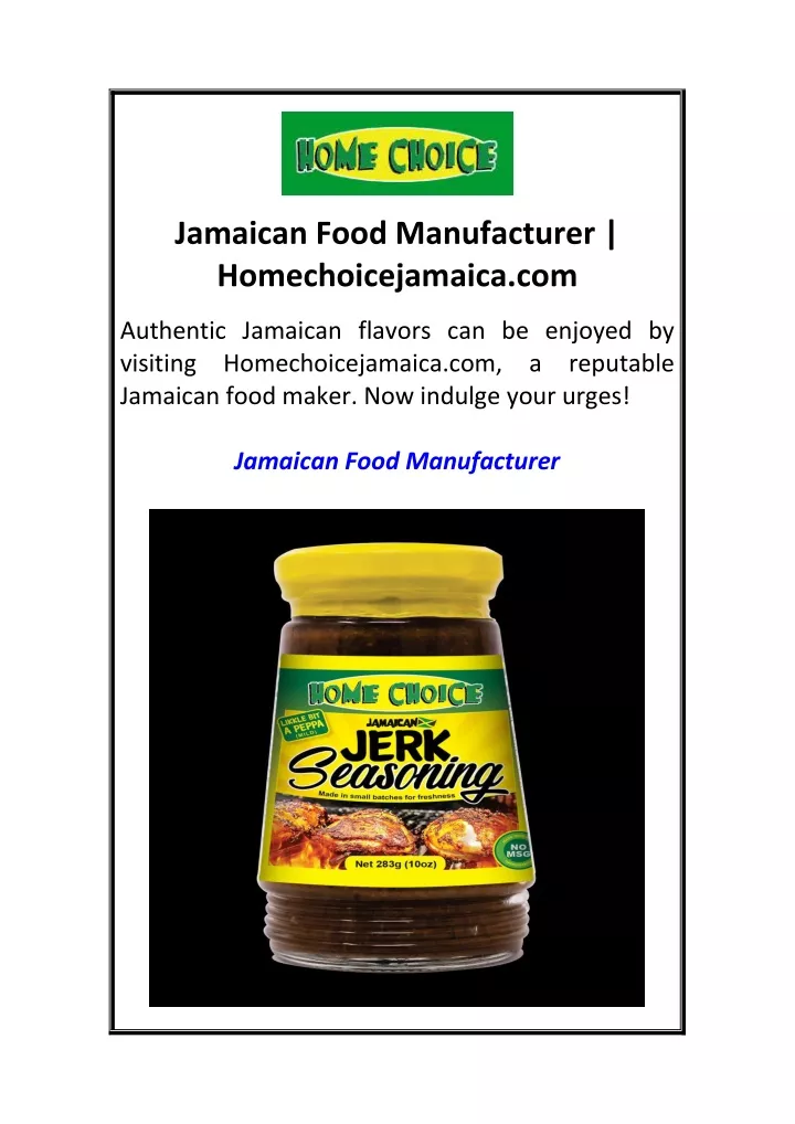 jamaican food manufacturer homechoicejamaica com