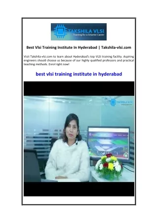 Best Vlsi Training Institute In Hyderabad  Takshila-vlsi.com