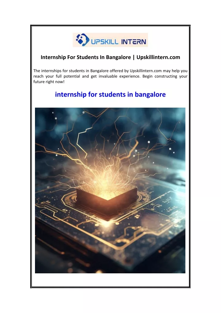 internship for students in bangalore