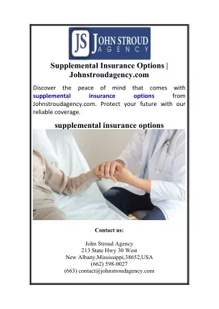 Supplemental Insurance Options | Johnstroudagency.com