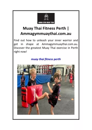 Muay Thai Fitness Perth  Ammagymmuaythai.com.au