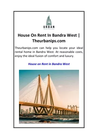 House On Rent In Bandra West  Theurbanips.com