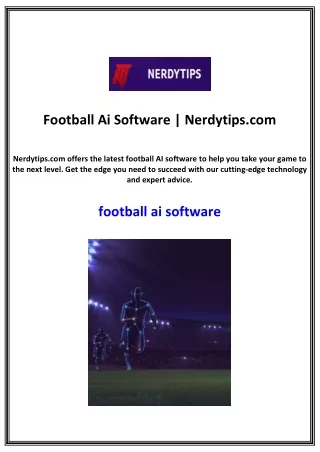 Football Ai Software | Nerdytips.com