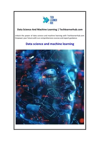 Data Science And Machine Learning  Techlearnerhub.com