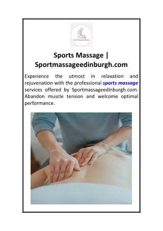 Sports Massage  Sportmassageedinburgh.com