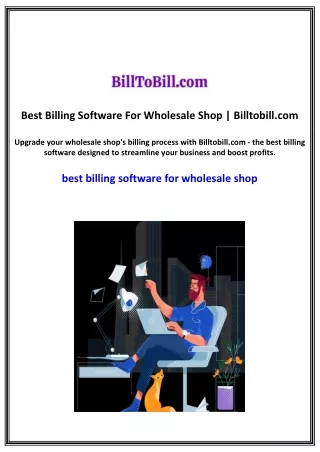 Best Billing Software For Wholesale Shop | Billtobill.com