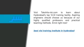 Best Vlsi Training Institute In Hyderabad  Takshila-vlsi.com