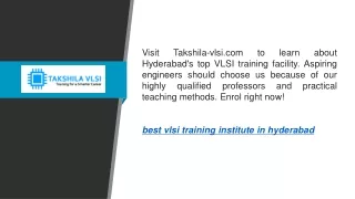 Best Vlsi Training Institute In Hyderabad  Takshila-vlsi.com