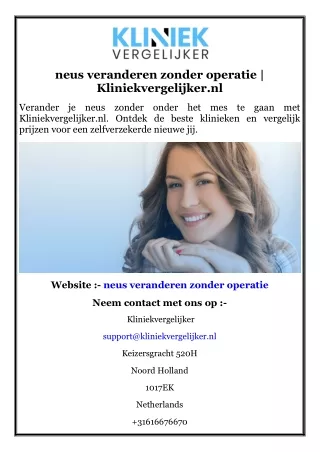 neus veranderen zonder operatie  Kliniekvergelijker.nl