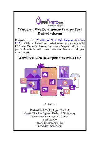 Wordpress Web Development Services Usa | Derivedweb.com