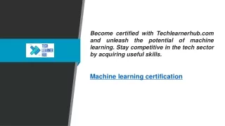 Machine Learning Certification  Techlearnerhub.com