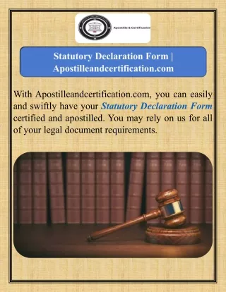 Statutory Declaration Form  Apostilleandcertification.com