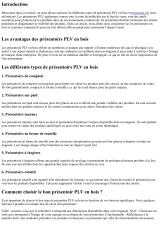 Les différents types de présentoirs PLV en bois et leurs utilisations