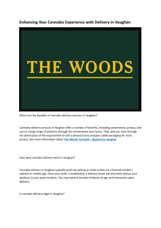 The Woods Cannabis - weed delivery Vaughan