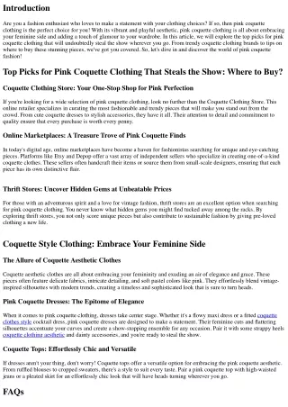 Top Picks for Pink Coquette Clothing That Steals the Show