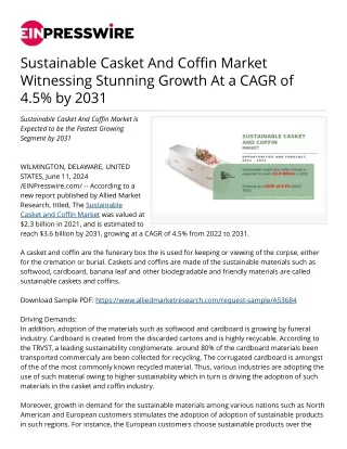 Sustainable Casket And Coffin Market Witnessing Stunning Growth At a CAGR of 4.5