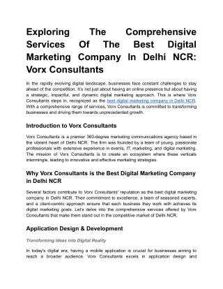 Exploring The Comprehensive Services Of The Best Digital Marketing Company In Delhi NCR_ Vorx Consultants