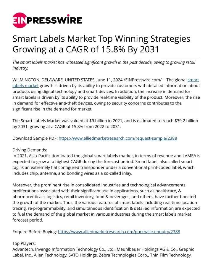 smart labels market top winning strategies