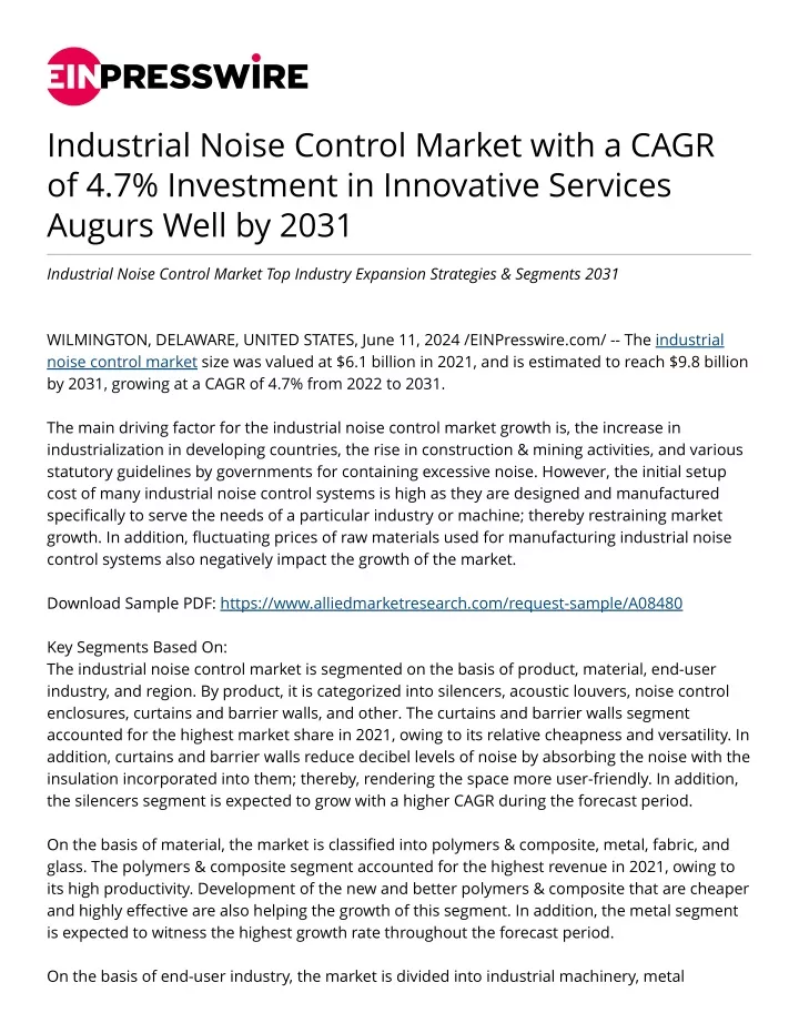 industrial noise control market with a cagr