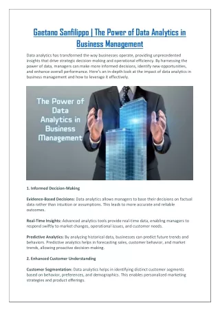 The Power of Data Analytics in Business Management