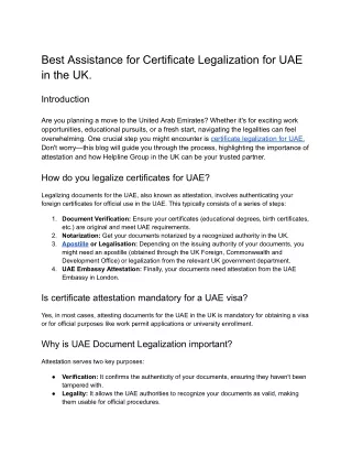 Best Assistance for Certificate Legalization for UAE in the UK