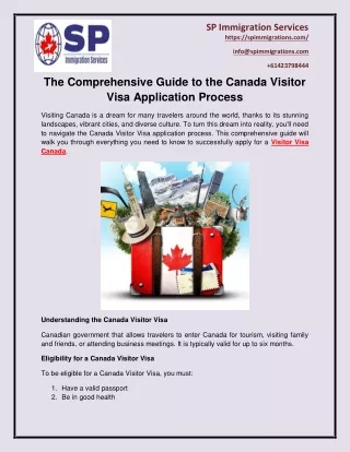 The Comprehensive Guide to the Canada Visitor Visa Application Process