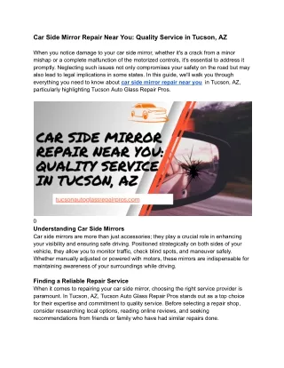 Car Side Mirror Repair Near You_ Quality Service in Tucson, AZ