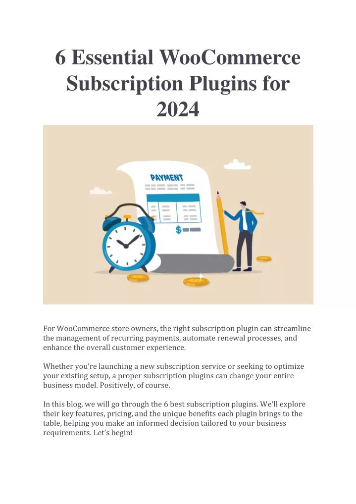 6 essential woocommerce subscription plugins