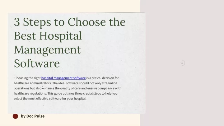 3 steps to choose the best hospital management