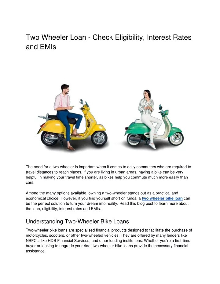 two wheeler loan check eligibility interest rates