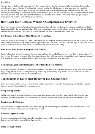 Achieve Smooth, Hair-Free Skin with Laser Hair Removal