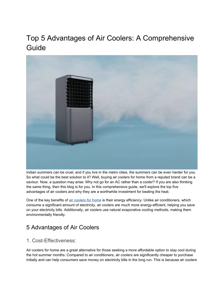 top 5 advantages of air coolers a comprehensive