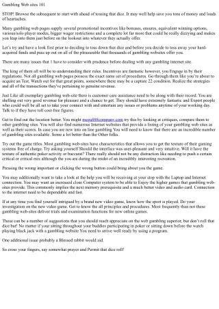 Gambling web-sites one hundred and one