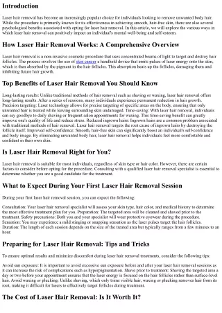 The Psychological Benefits of Opting for Laser Hair Removal