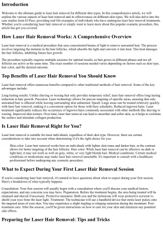 Different Skin Types and Laser Hair Removal: El Paso Case Studies
