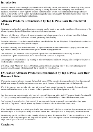 Aftercare Products Recommended by Top El Paso Laser Hair Removal Clinics