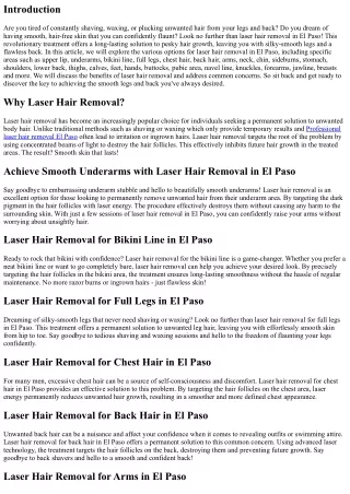 Flaunt Smooth Legs and Back: Laser Hair Removal in El Paso