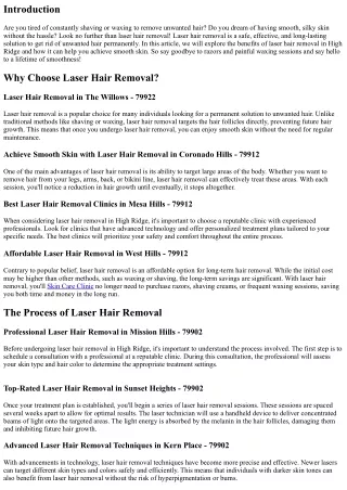 Effective Laser Hair Removal in High Ridge: Get Rid of Unwanted Hair Permanently