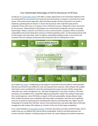 Five Unbelievable Advantages of ESG for Businesses of All Sizes 17.6.24