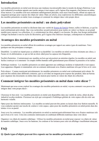 Les meubles présentoirs en métal : un choix industriel et moderne