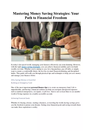 Mastering Money Saving Strategies