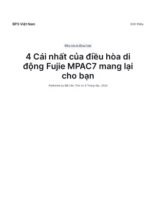 Tận hưởng 4 thứ nhất trên điều hòa di động Fujie MPAC7