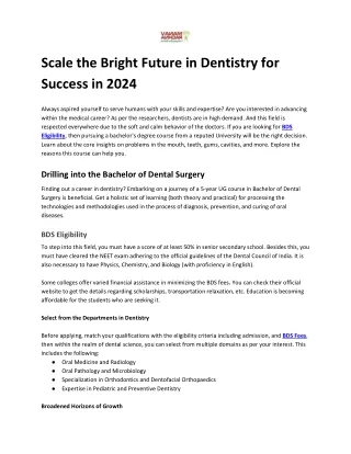 Scale the Bright Future in Dentistry for Success in 2024