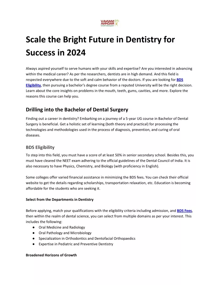 scale the bright future in dentistry for success