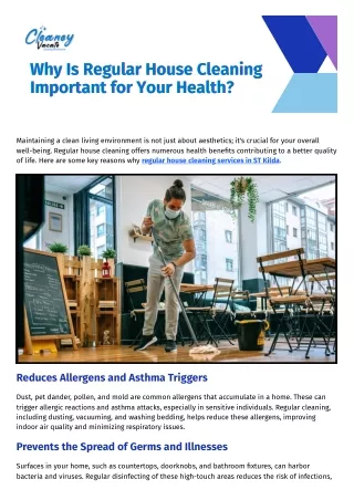 Why Is Regular House Cleaning Important for Your Health