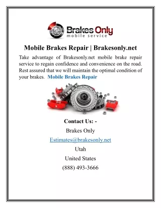 Mobile Brakes Repair | Brakesonly.net