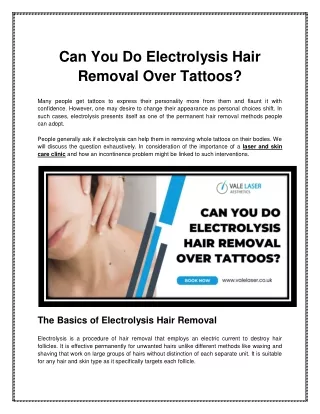 Can You Do Electrolysis Hair Removal Over Tattoos